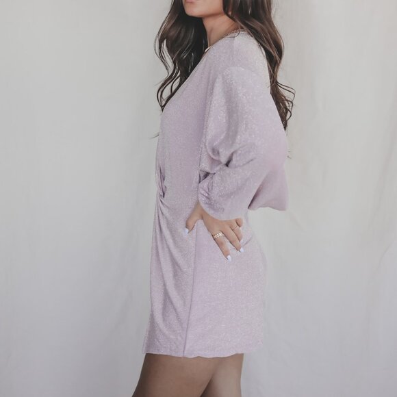 AMAZING LACE Light Purle Sparkly Open Back Romper - Picture 3 of 3